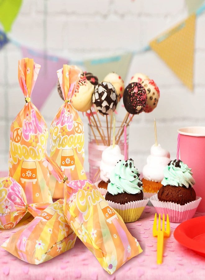 ايباك مجموعة إيباخ من 100 كيس هدايا للحفلات بتصميمات هيبي بوهو، مزينة بزهرة الأقحوان، مع 150 ربطة ذهبية، مثالية لحفلات أعياد الميلاد وحفلات استقبال المولود الجديد المستوحاة من موضة الستينيات والسبعينيات. - Image 3